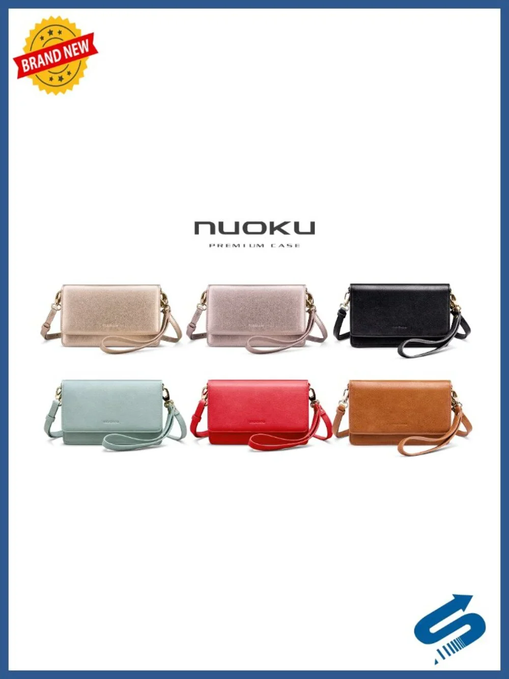 RFID Blocking Crossbody Bag Wallet with Wristlet & Shoulder Strap, Faux